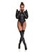 demoniq Black Bodysuit with pointed shoulder
