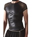 Black Wetlook T Shirt with fishnet sleeves