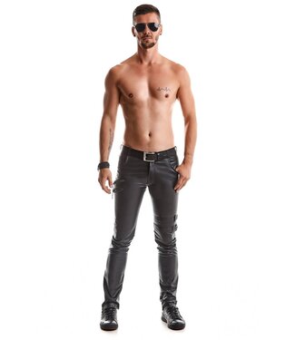 Regnes Punk Boy Black Pants with Zippers and Straps