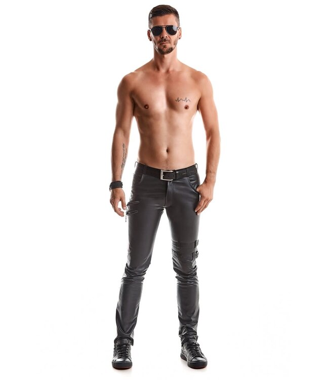 Punk Boy Black Pants with Zippers and Straps