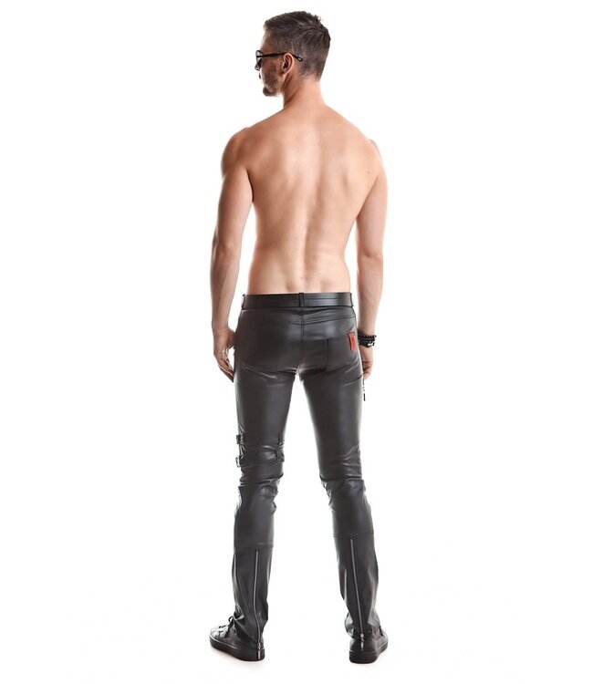 Punk Boy Black Pants with Zippers and Straps