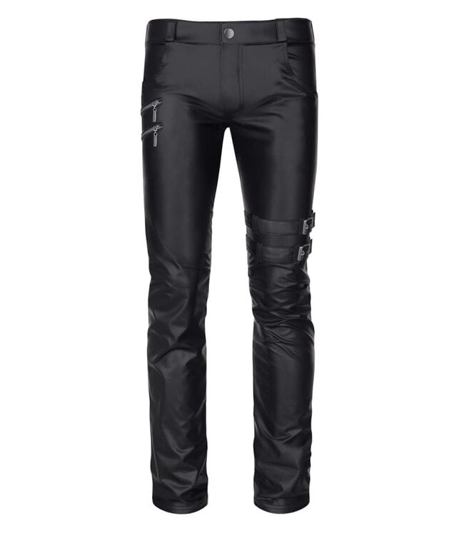 Punk Boy Black Pants with Zippers and Straps