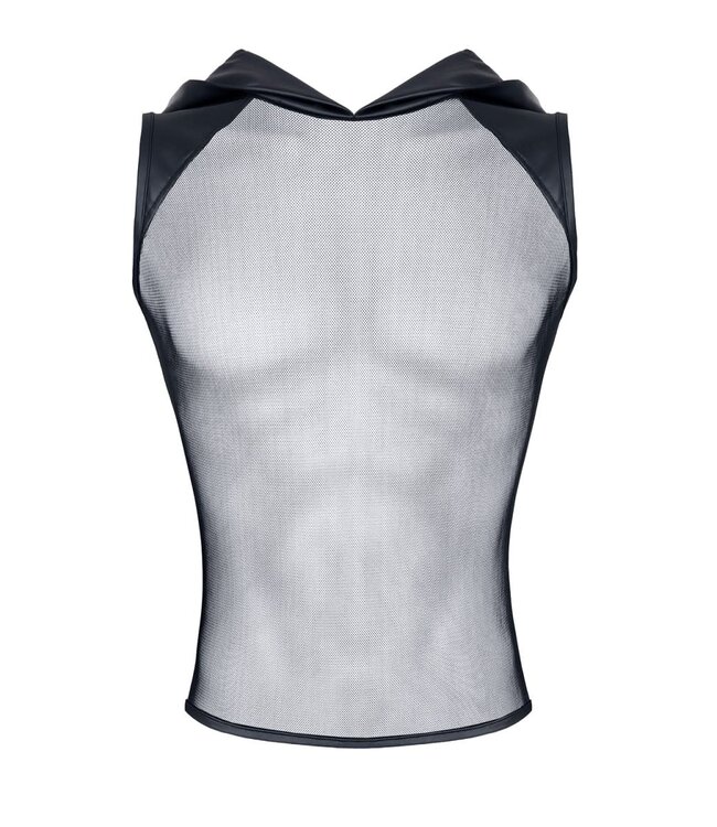 Sleeveless Mesh Shirt with a Hoodie