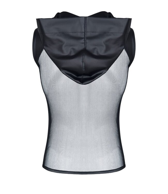 Sleeveless Mesh Shirt with a Hoodie