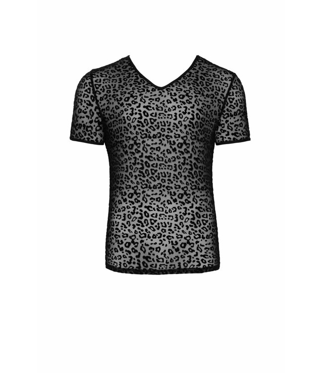 Leopard flock v-neck t-shirt