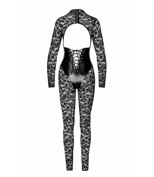 Enigma lace catsuit with underbust bodice