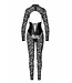 Enigma lace catsuit with underbust bodice