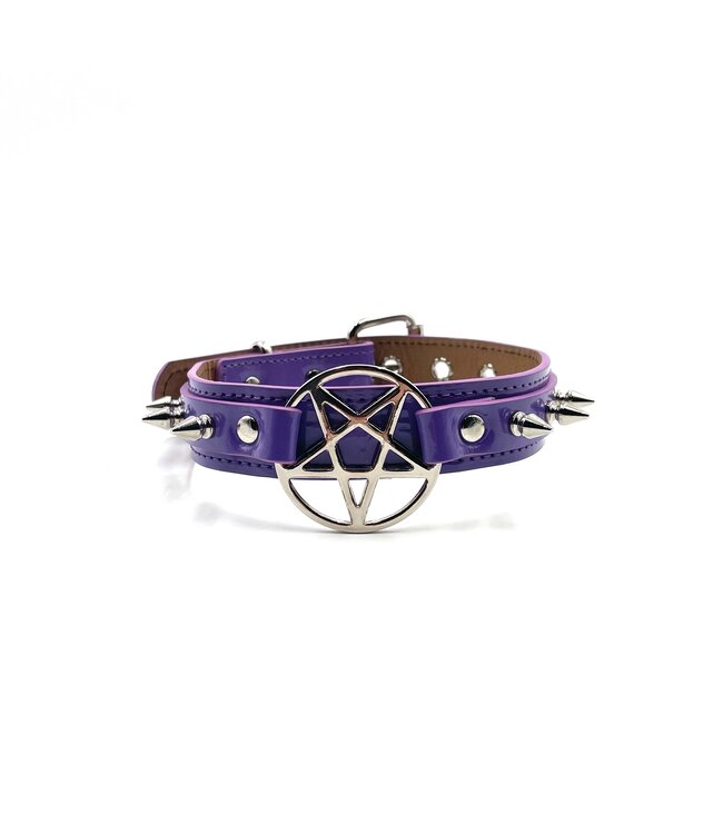Vinyl pentagram Choker with spikes