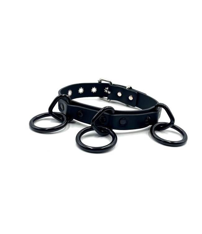 Bondage collar with black loops
