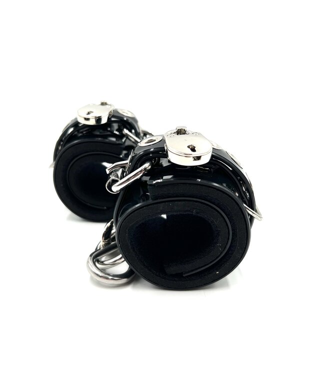 Locking Lined PVC Wrist Bondage Cuffs