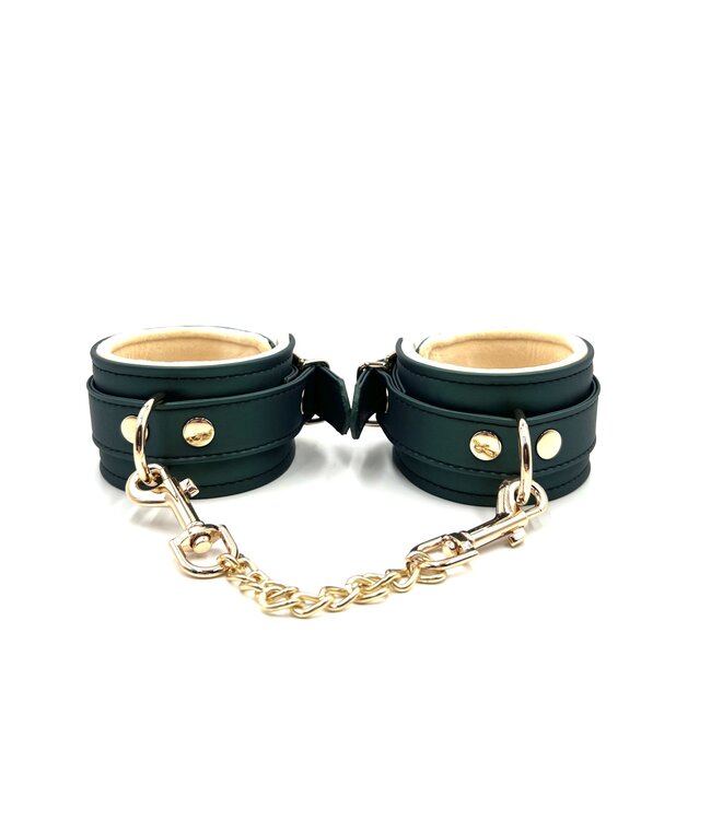 Green PU Wrist Cuffs With Plush Lining