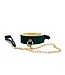 Spartacus Plush Lined PU Green Collar And Chain Leash