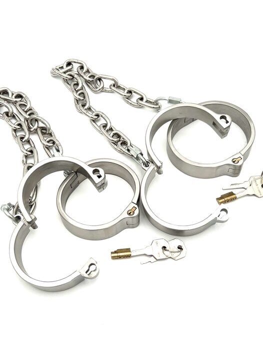 Brushed Stainless Steel Own Me Ankle Cuffs