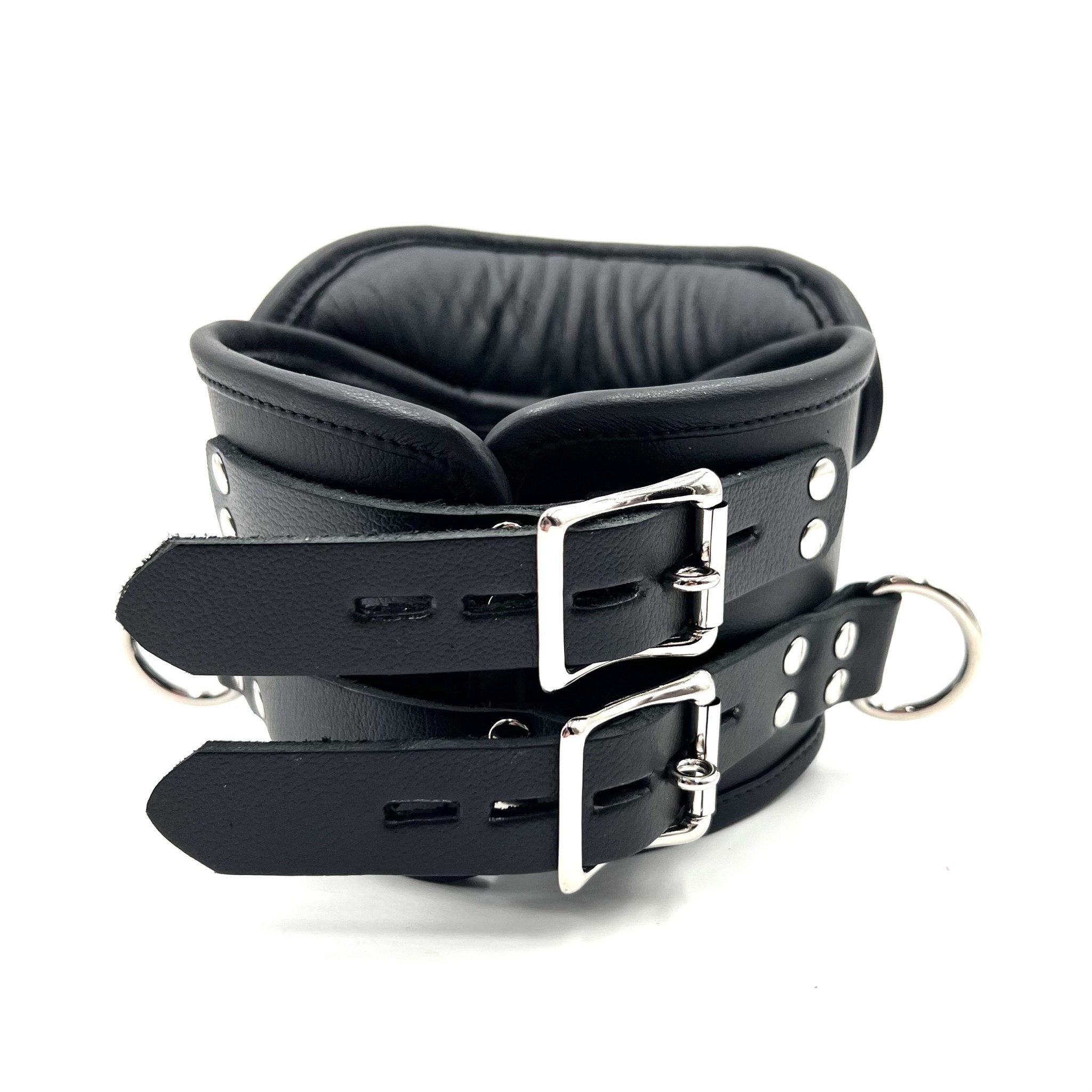 Bondage Wide Collar / Posture Collar Heavy Padded Real Leather Black 