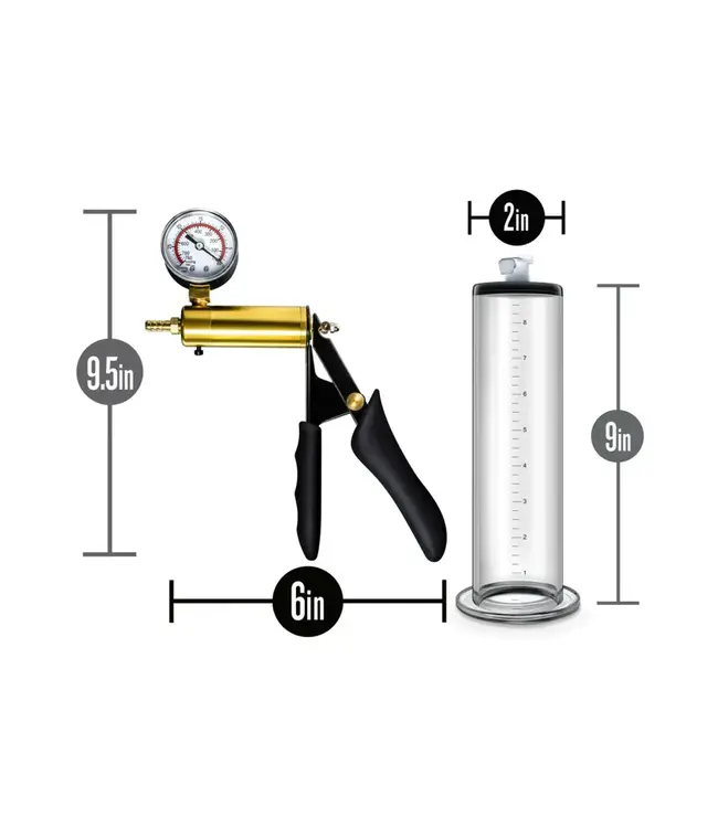 Performance VX6 Vacuum Penis Pump with Brass Pistol & Pressure Gauge Clear