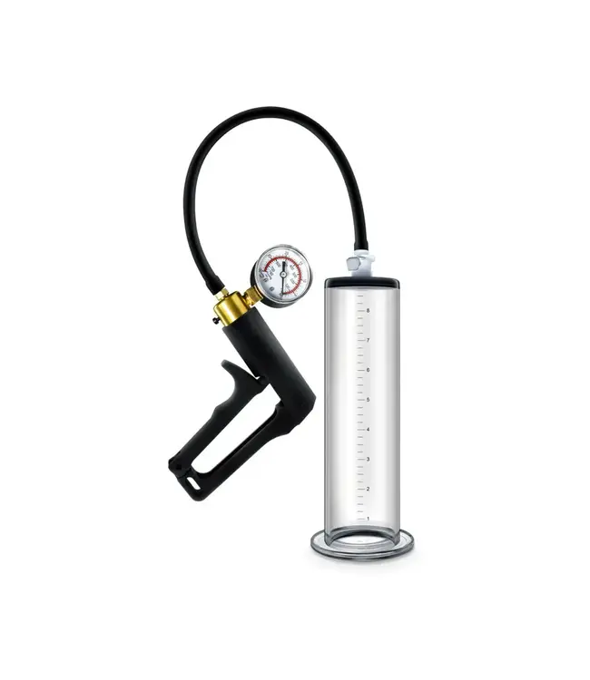 Performance VX7 Vacuum Penis Pump with Brass Trigger & Pressure Gauge Clear