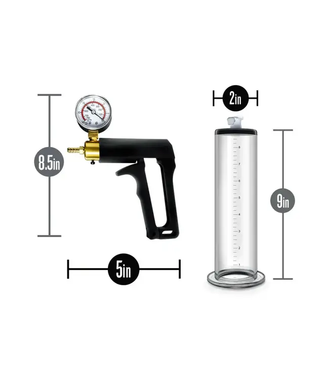 Performance VX7 Vacuum Penis Pump with Brass Trigger & Pressure Gauge Clear
