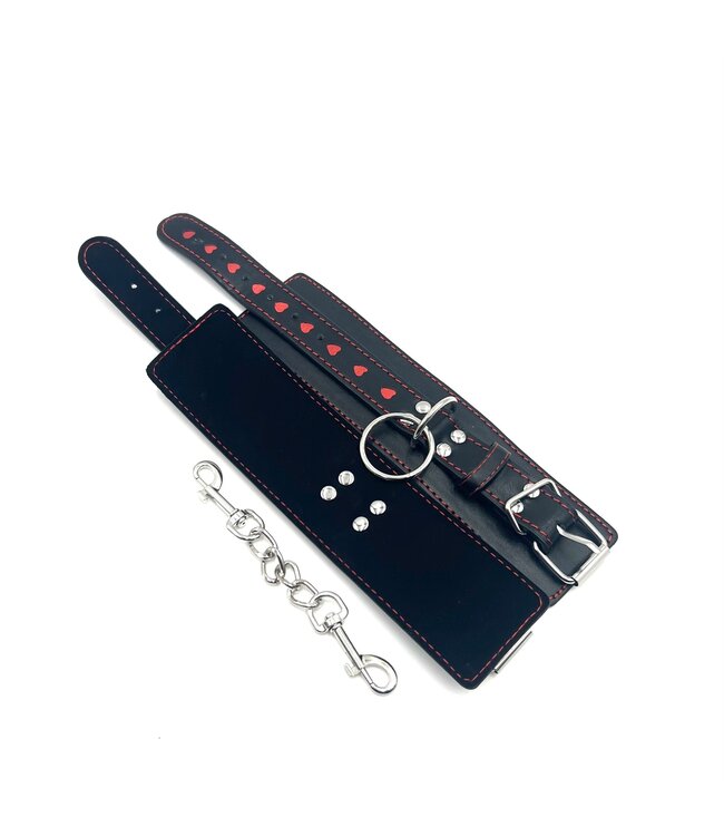 Wrist restraints with red hearts