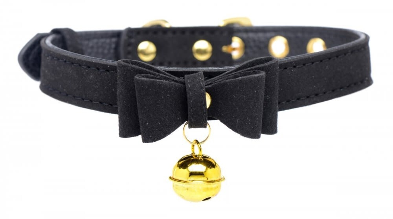 View of Golden Kitty Cat Bell Collar | BDSM Brat Choker | Kulla | Bondesque