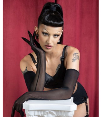 Whatkatiedid Black Long Sheer Gloves