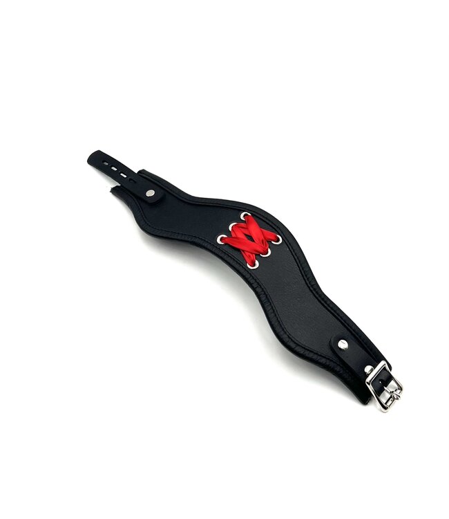 Red Laced Leather Posture Collar