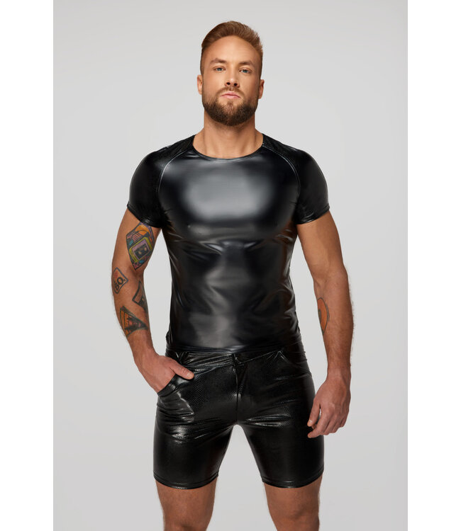 Black Wetlook t-shirt with snake sleeves