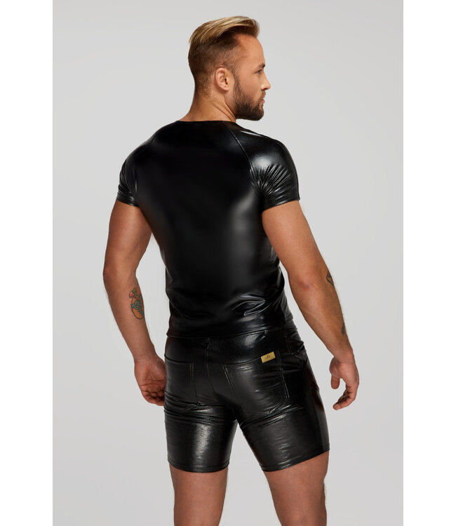 Black Wetlook t-shirt with snake sleeves
