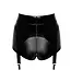 Glam suspender wetlook and vinyl shorts