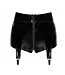 Glam suspender wetlook and vinyl shorts