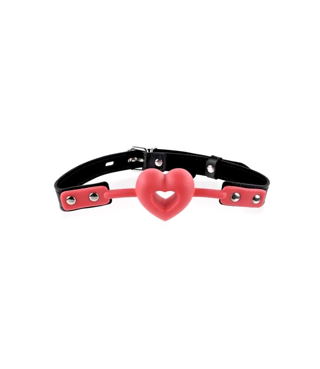 Breathable Heart-Shaped Silicone Ball Gag Red