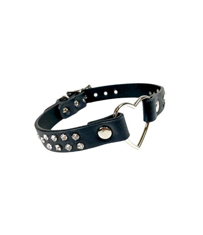 Double Rhinestone Heart Ring Choker