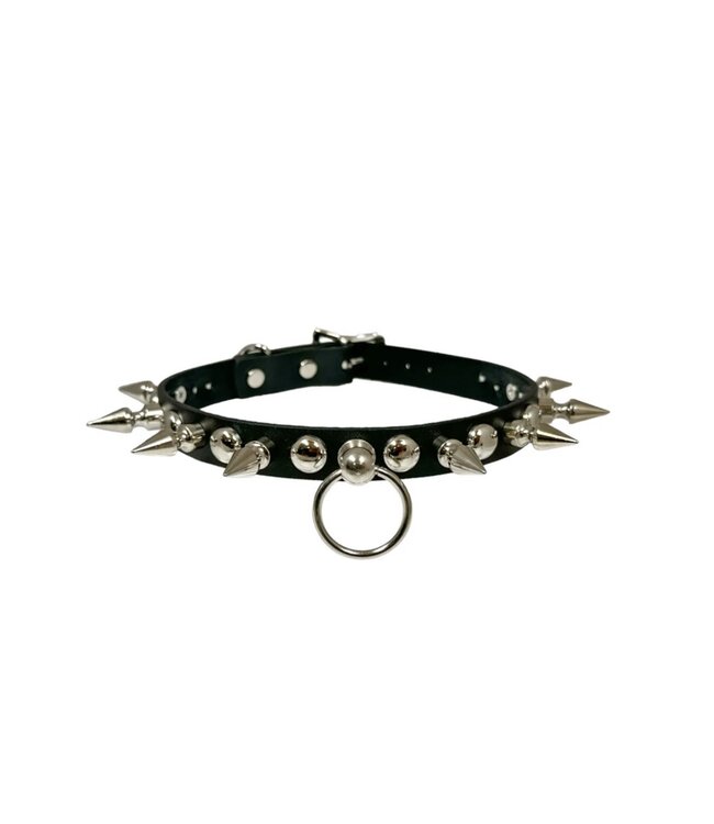 Choker with spikes and rounded studs