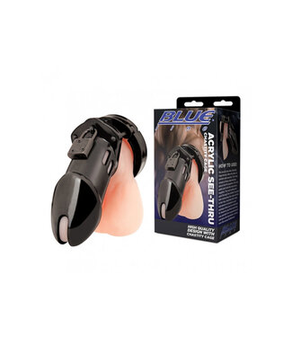 Blue Line See-Thru |Acrylic Chastity Cage