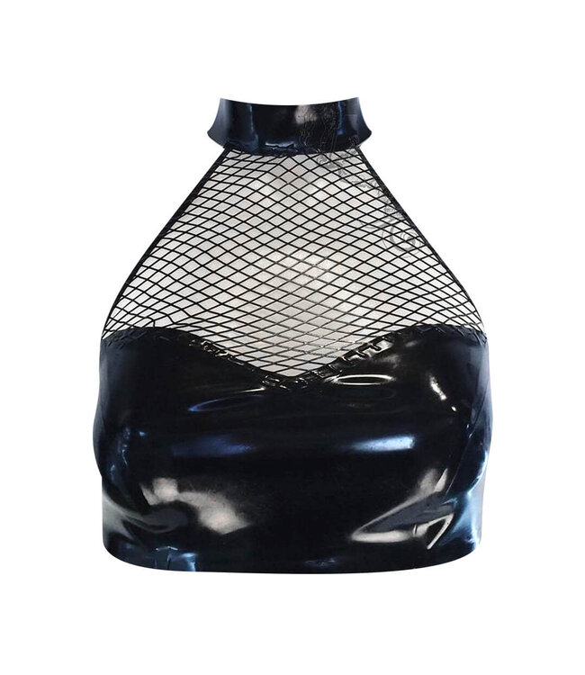Latex Fishnet Halter  Crop Top