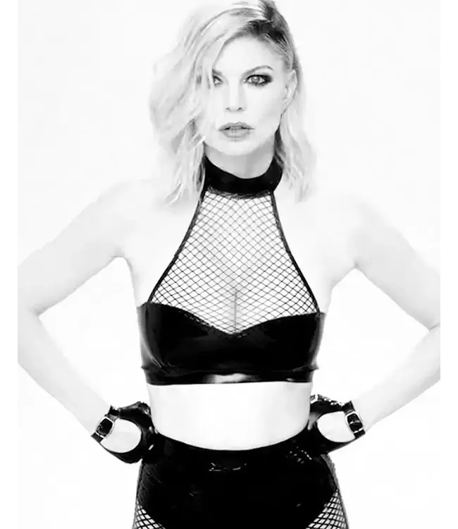 Latex Fishnet Halter  Crop Top