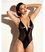 Finesse Soft Cup Open Back Vinyl and Mesh Teddy