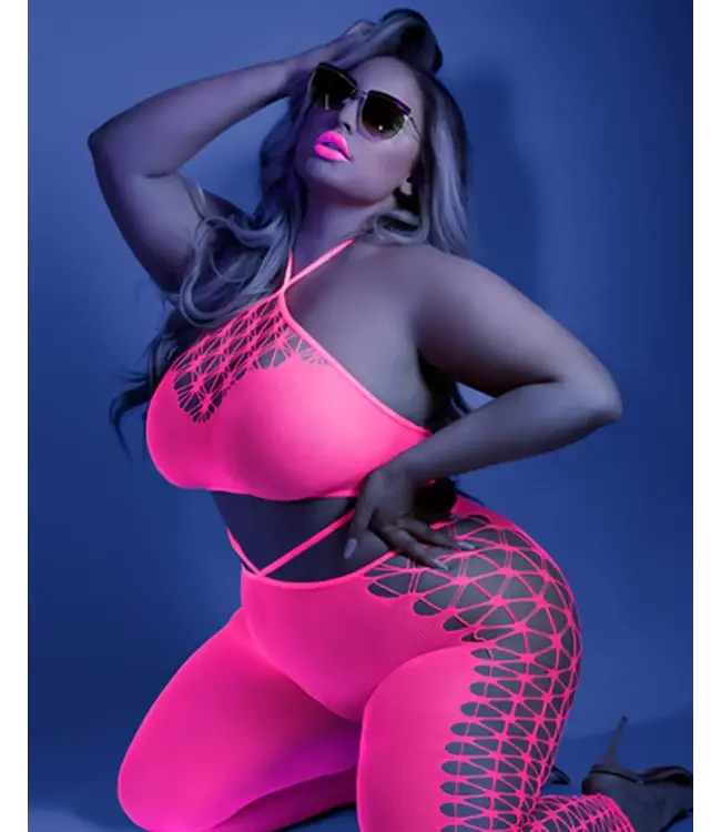 Glow Own The Night Cropped Cut-Out Halter Bodystocking