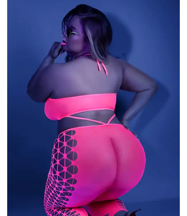 Glow Own The Night Cropped Cut-Out Halter Bodystocking