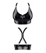 Black Vinyl Crop top with back zippers