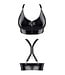 demoniq Black Vinyl Crop top with back zippers