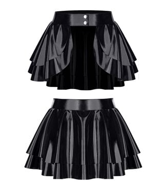 demoniq Black Vinyl Basque Skirt