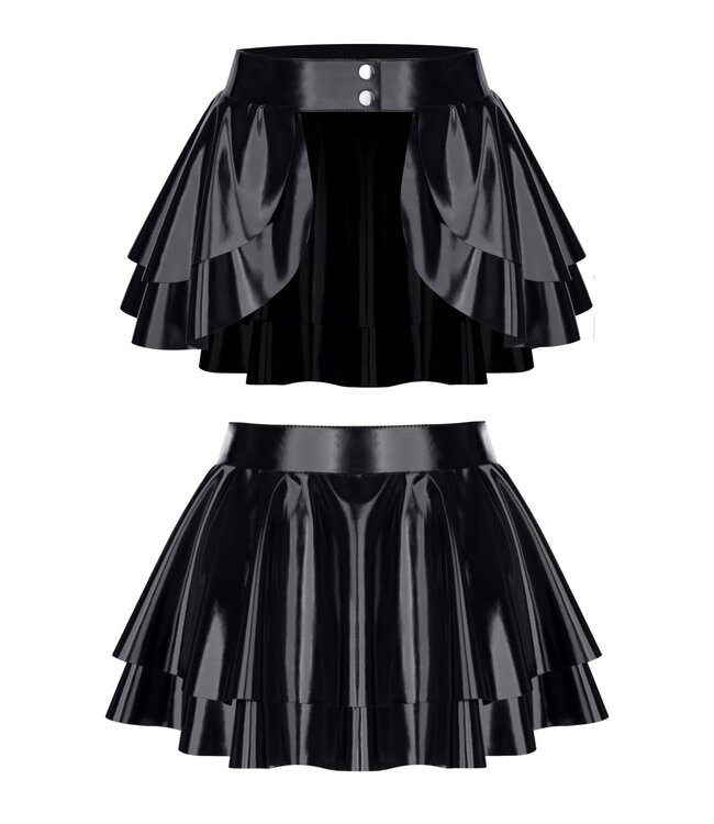 Black Vinyl Basque Skirt