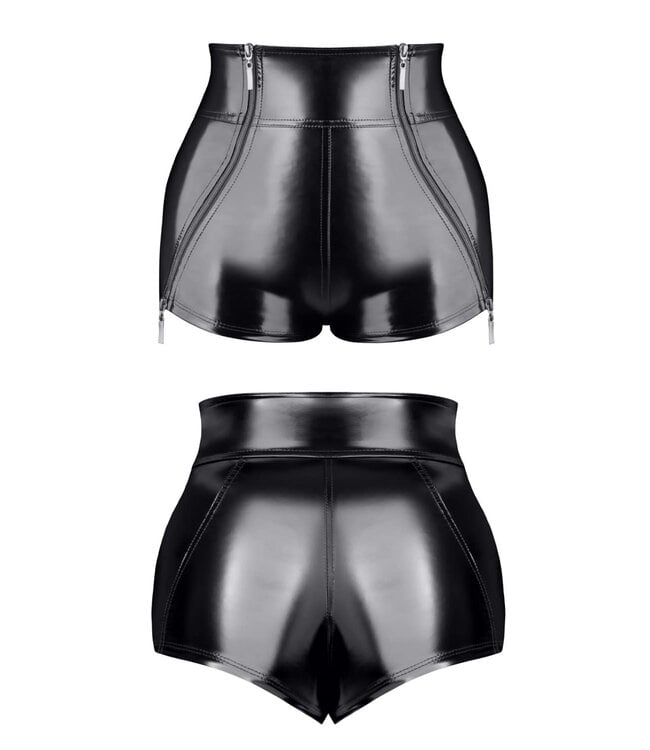 Black Vinyl High Waisted Shorts