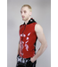 Red and Black Latex Sleeveless Hoodie With Front Zip