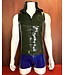 Olive Green Latex Sleeveless Zip Up Hoodie
