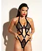 Oh La La Cheri Seduction Unlined Underwire Fishnet Teddy with Wide Strap