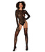 Dreamgirl Animal Print Fishnet Gloved Suspender Teddy Bodystocking With Keyhole Back Black O/S