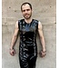Sleeveless latex top with decorative side lacing
