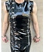 Sleeveless latex top with decorative side lacing