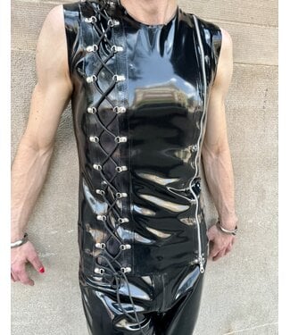 Peter Domenie Sleeveless latex top with decorative side lacing
